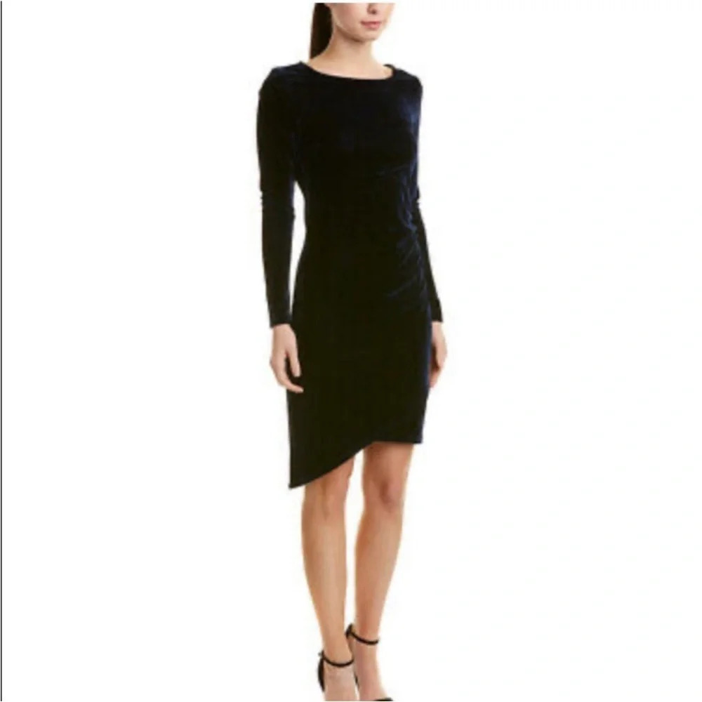 Lilla P Navy Twilight Velvet Ruched Dress NWT